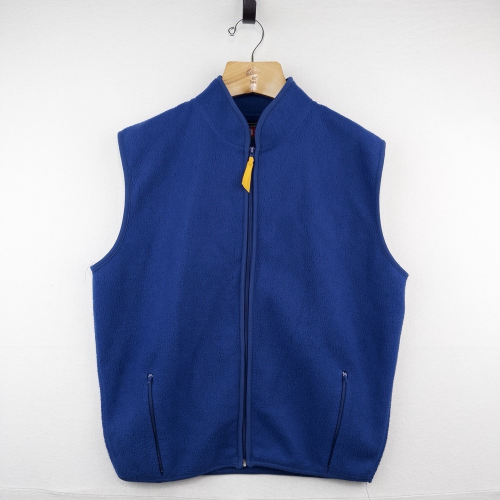 90's Vtg GAP Alpine Racing Series 317 Cobalt Blue Fleece Vest Men's Medium